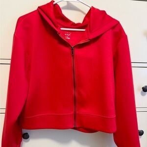 a new day cropped red zip up hoodie